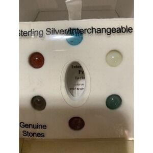STERLING SILVER CHAIN NECKLACE Dolphin Interchangeable 7 Genuine STONES NIB